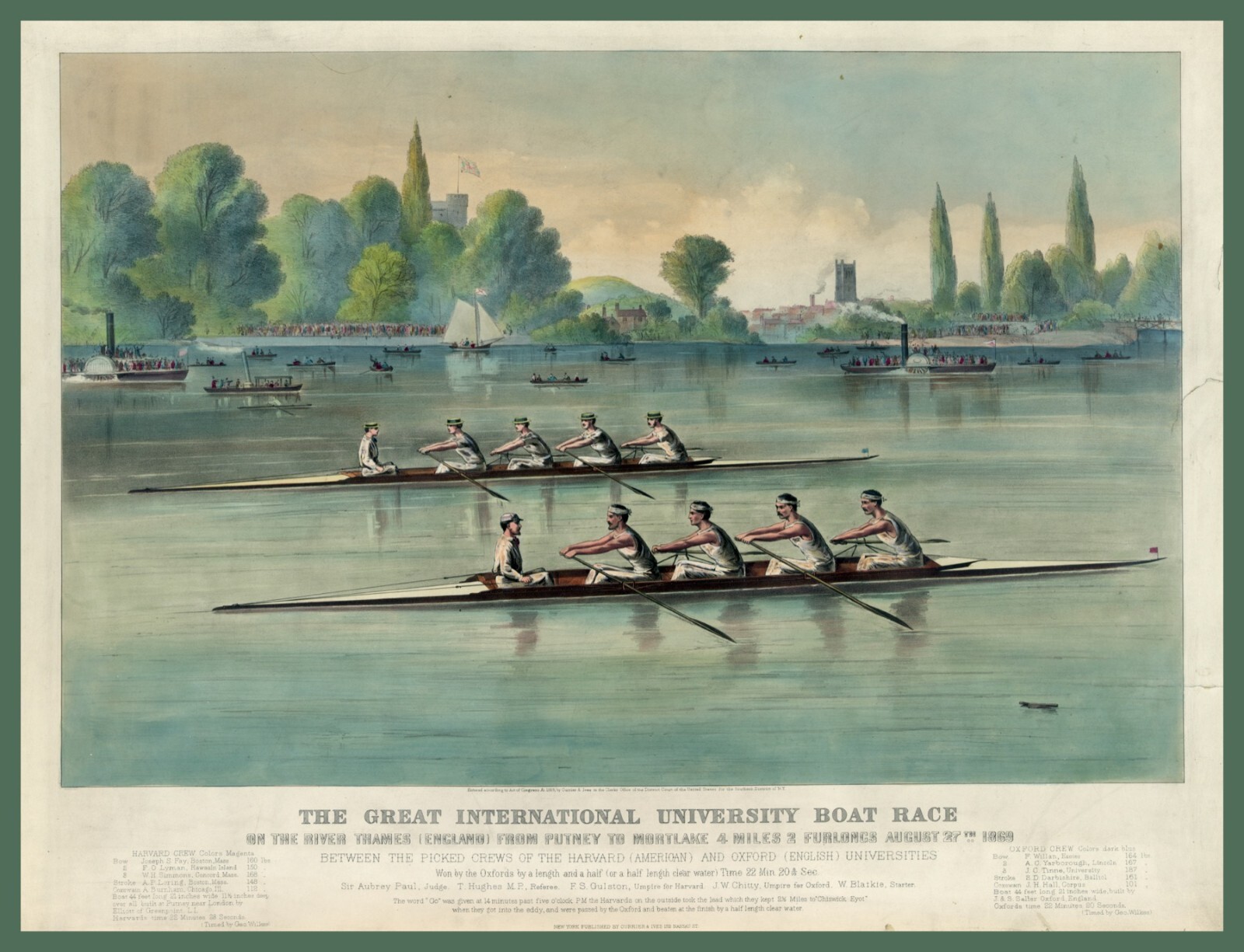11051.Decoration Poster.Home Wall.Room art design.1869 Rowing boat race