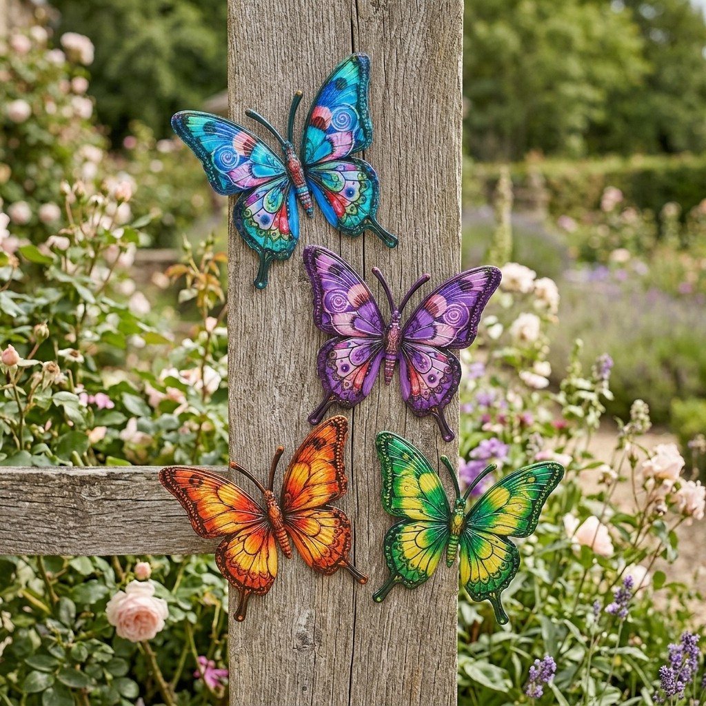 Hanging Metal Butterfly Wall Decor Outdoor Fence Art Ornament Garden Decoration