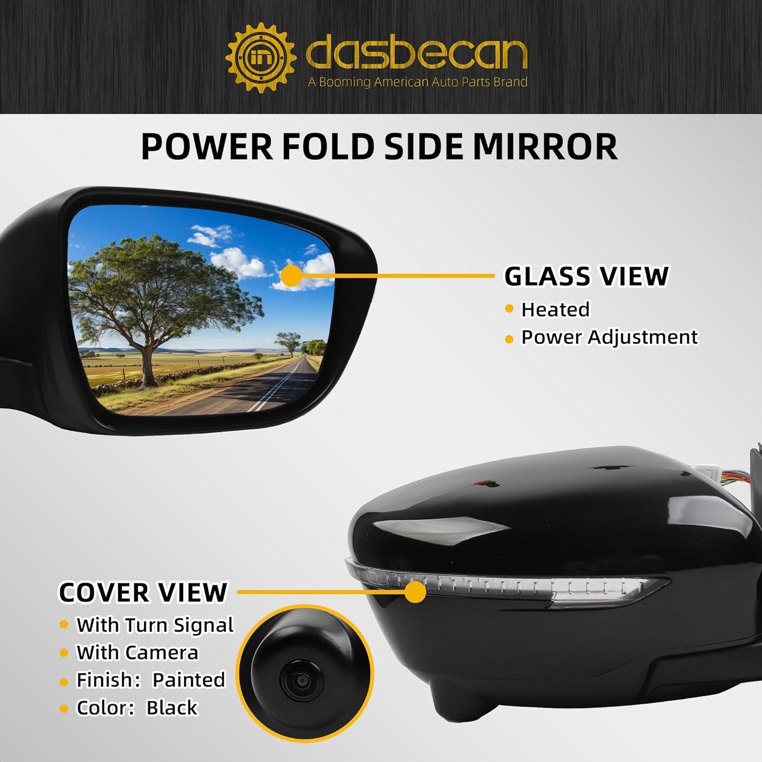Passenger Right Side Mirror with Camera Compatible with 2014-2020 Nissan Rogue(N