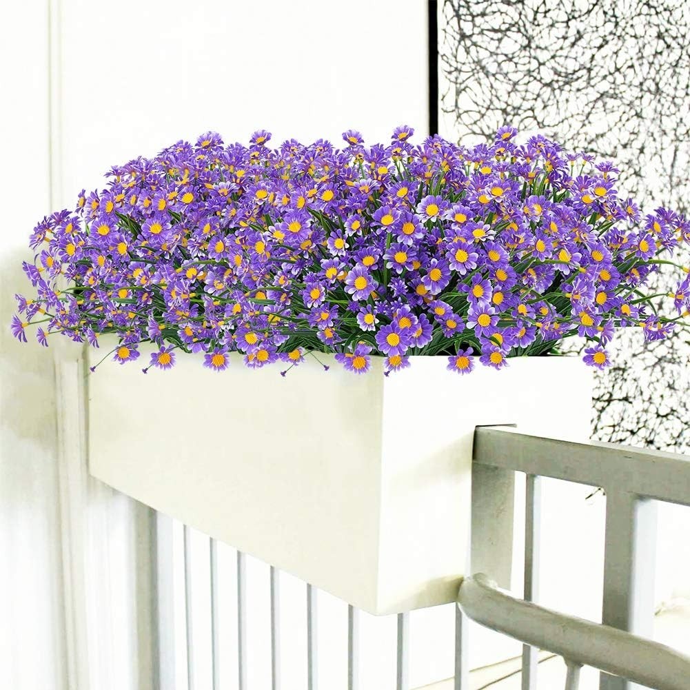 4 Eco-Friendly Faux Daisy Bundles – Lifelike Purple Flowers for All Occasions