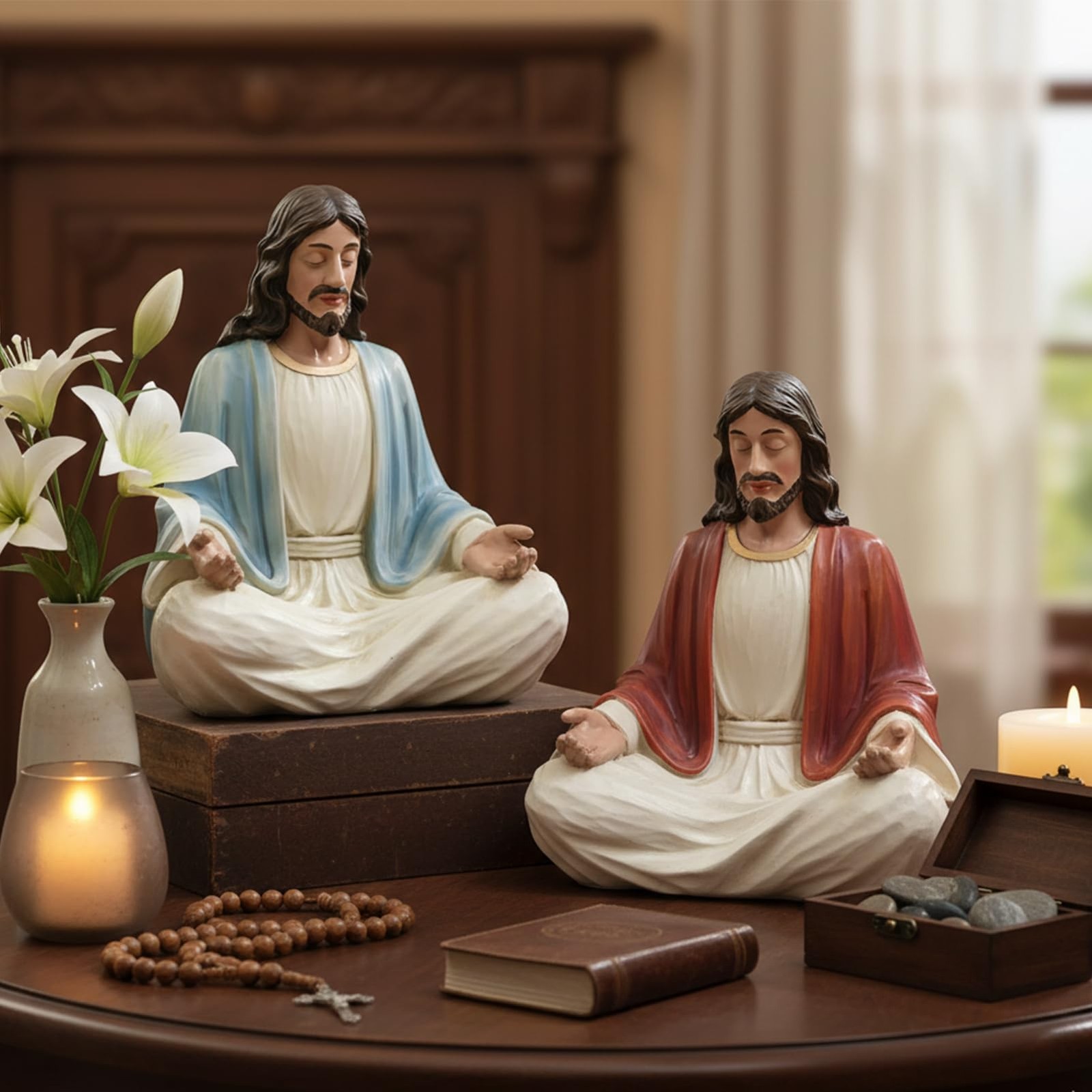 Jesus Christ Statue – 6 Inches Jesus Meditating Statue Home Tabletop Altar De…