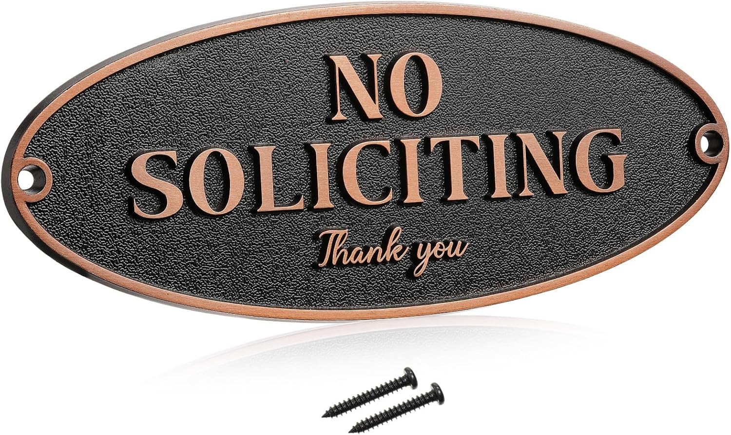 Brass No Soliciting Thank You Sign 2″ X 5″ Door Sign, No Soliciting Brass Plaque