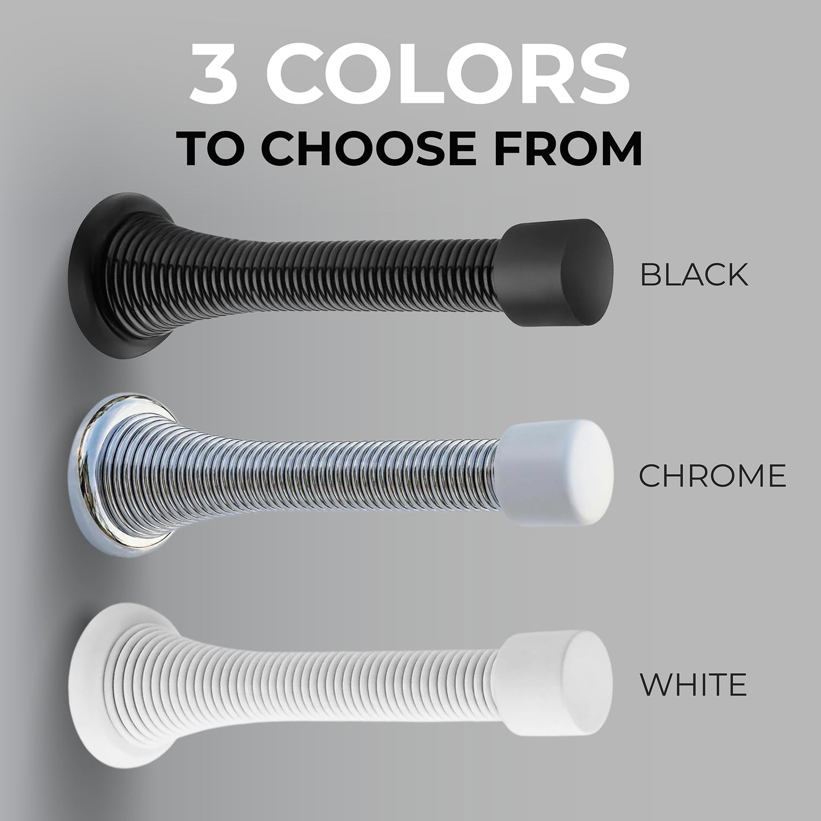 Spring Door Stopper –1 Matt Blk -Pack Wall – Easy Installation…