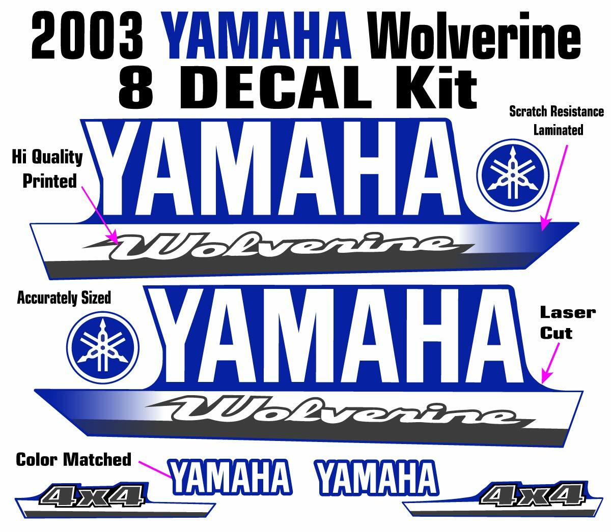 2003 Yamaha Wolverine 350 4×4 Decal graphic sticker OEM kit plastic set