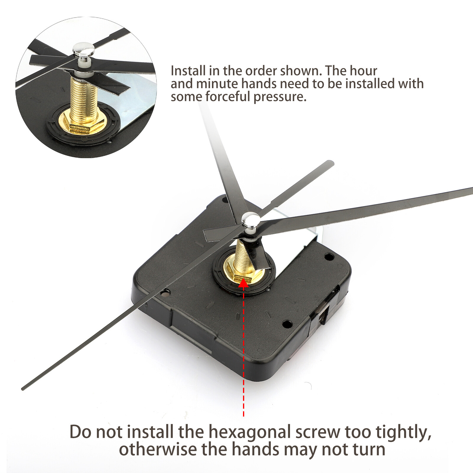 DIY Replacement Quartz Clock Movement Mechanism Hands Press Fit Repair Tool Kit