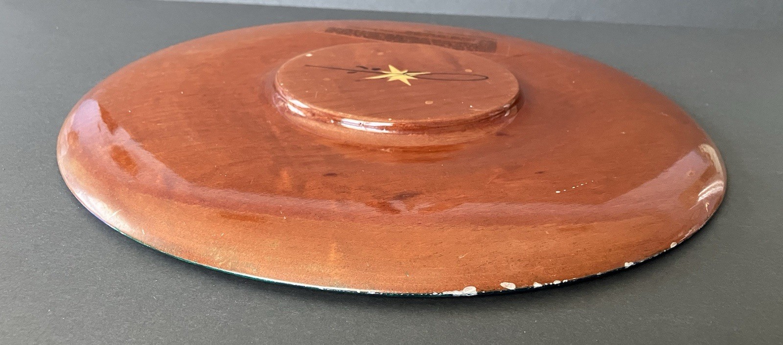 Bibi Leon Hand Crafted Painted Crab Mahogany Wood Charger Plate Tray Signed