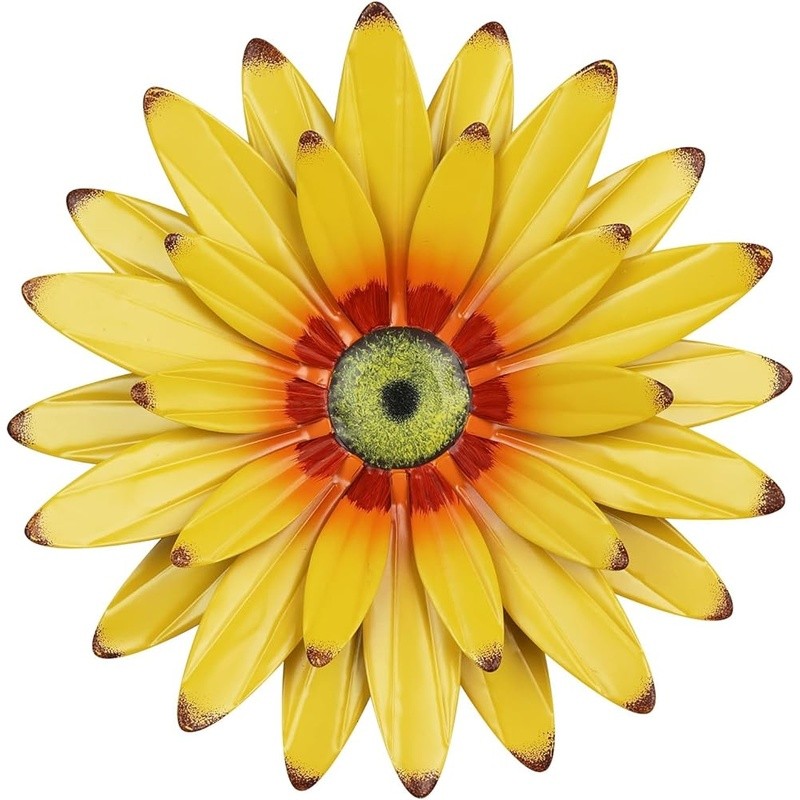 Metal Sunflower Wall Art Hand-Painted Decor Ready to Hang Indoor Outdoor Use