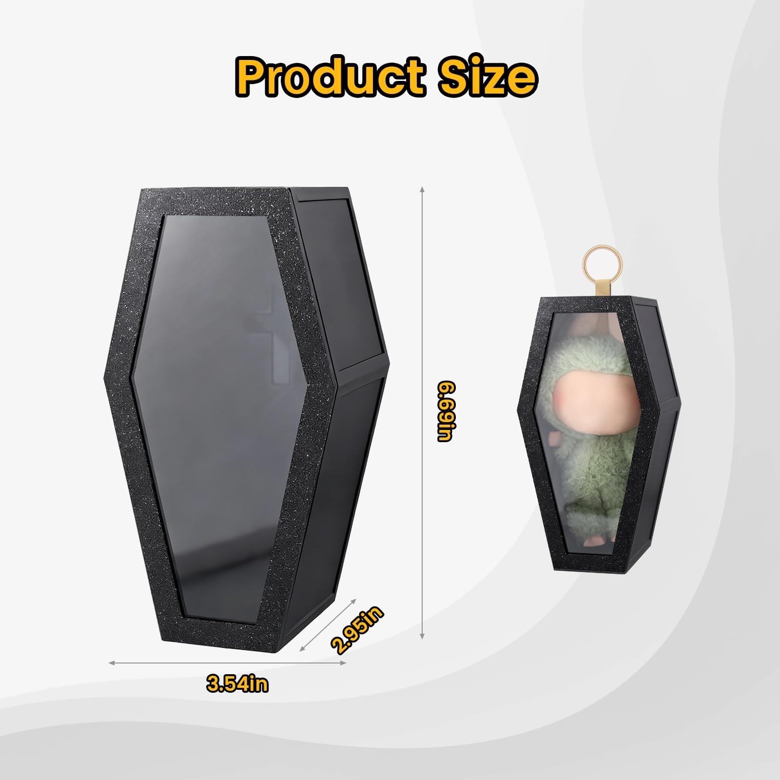 Protective Case, Coffin Shaped Display Case for 17cm Doll with a Clear Acryli…
