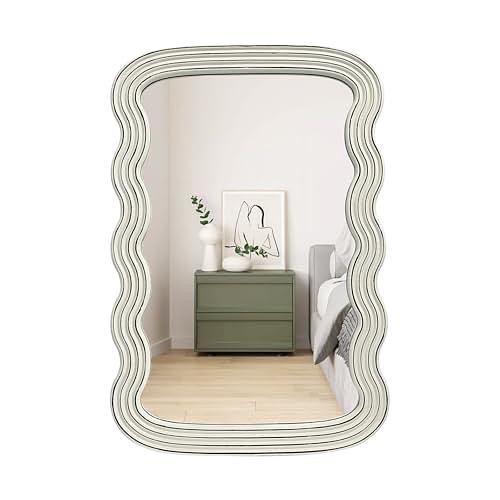 Wave Rectangle 36x24in Wall Mirror White and Stylish Suitable for Office Living
