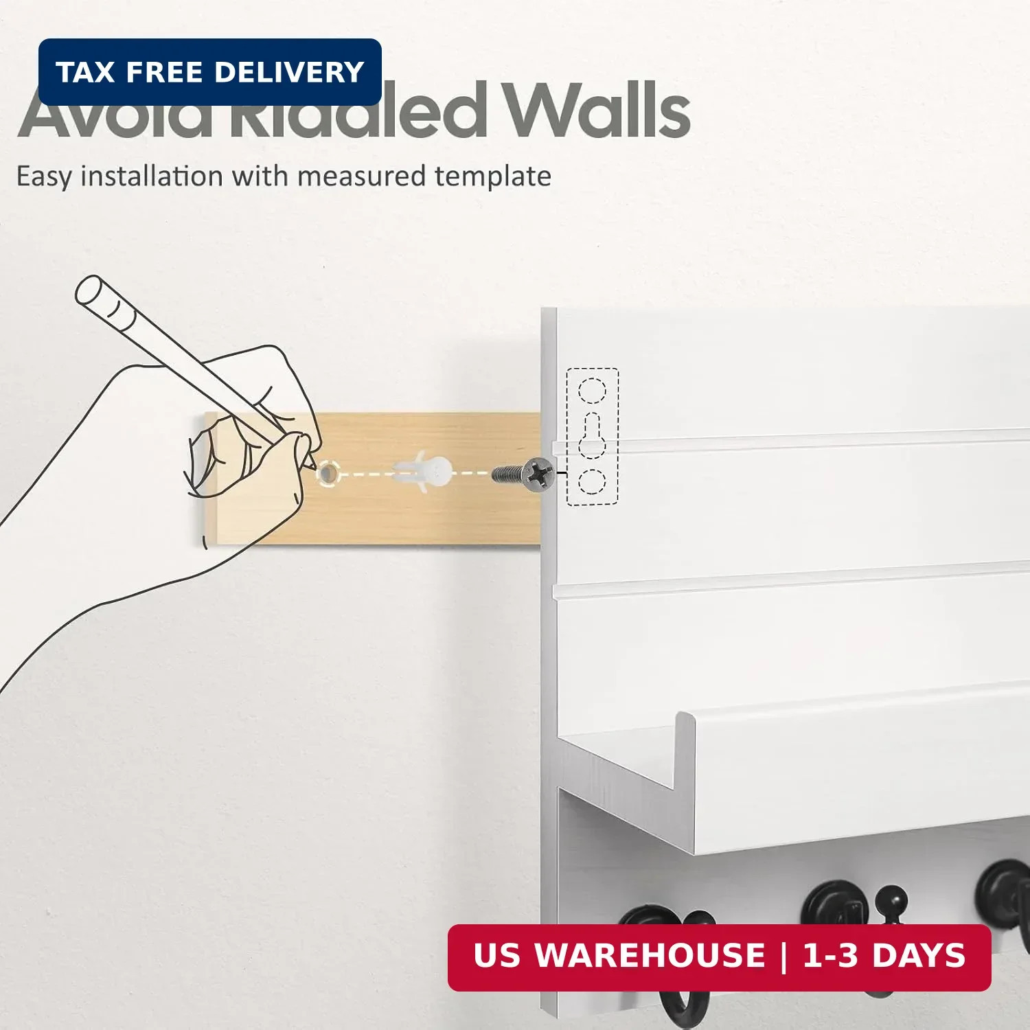Key Holder for Wall Easy Installation Mail Organizer Wall Mount Hanging Key Rack