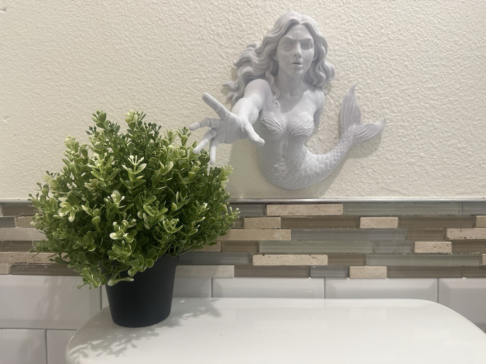 Mermaid Reaching Hand 9x9x7 Wall Mount Hanging Sculpture Art Fantasy Ocean Decor