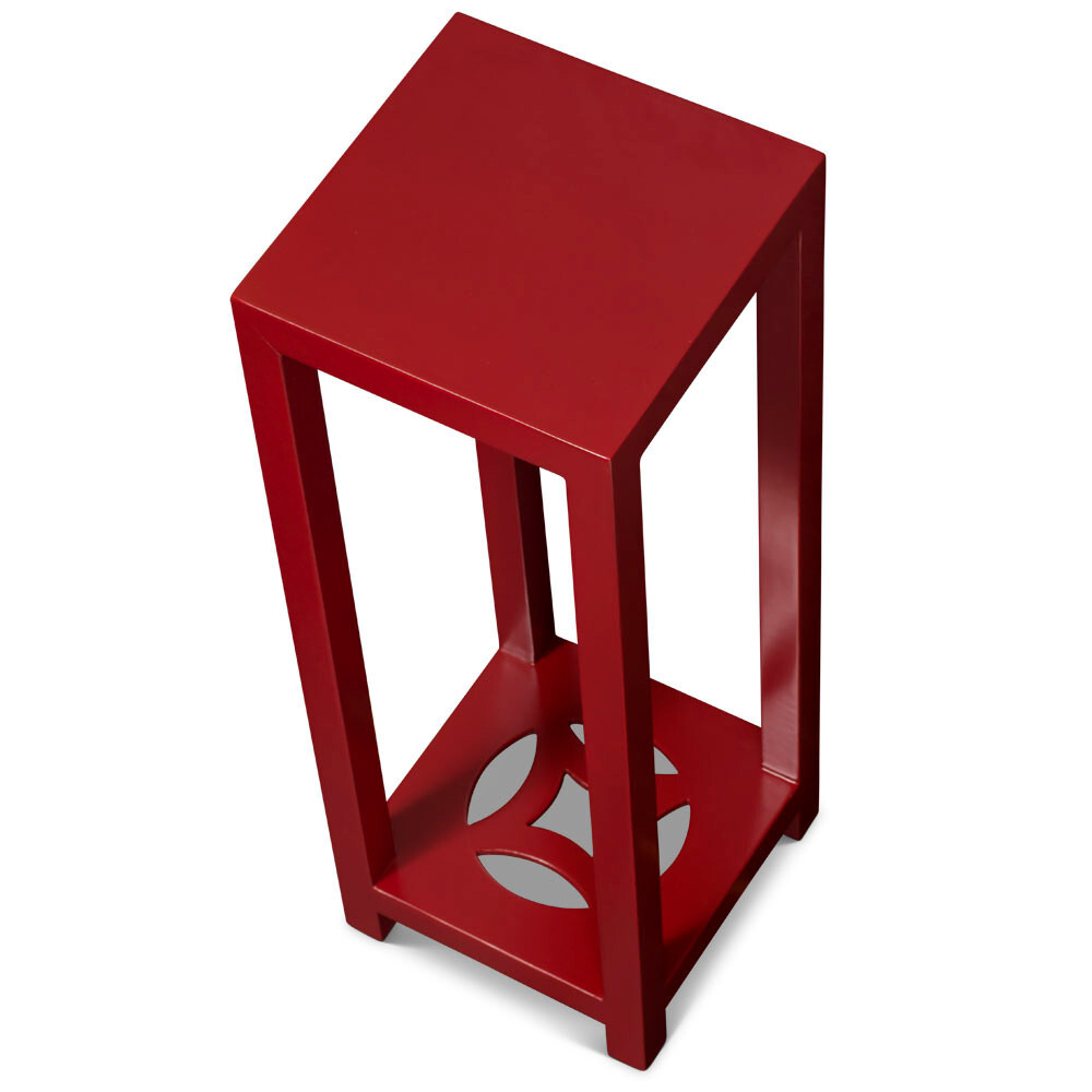 US SELLER – 31in Matte Red Finish Elmwood Ning Chou Design Pedestal