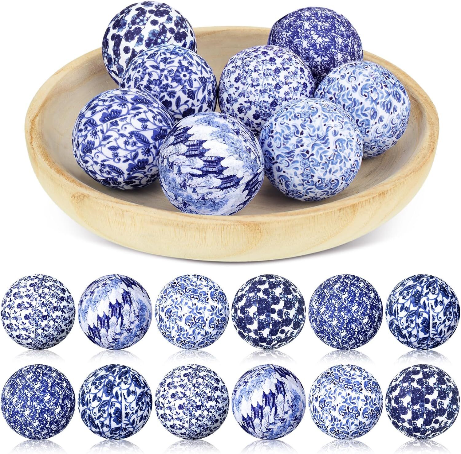 Porcelain Blue and White Decorative Balls Chinoiserie Balls for Centerpiece