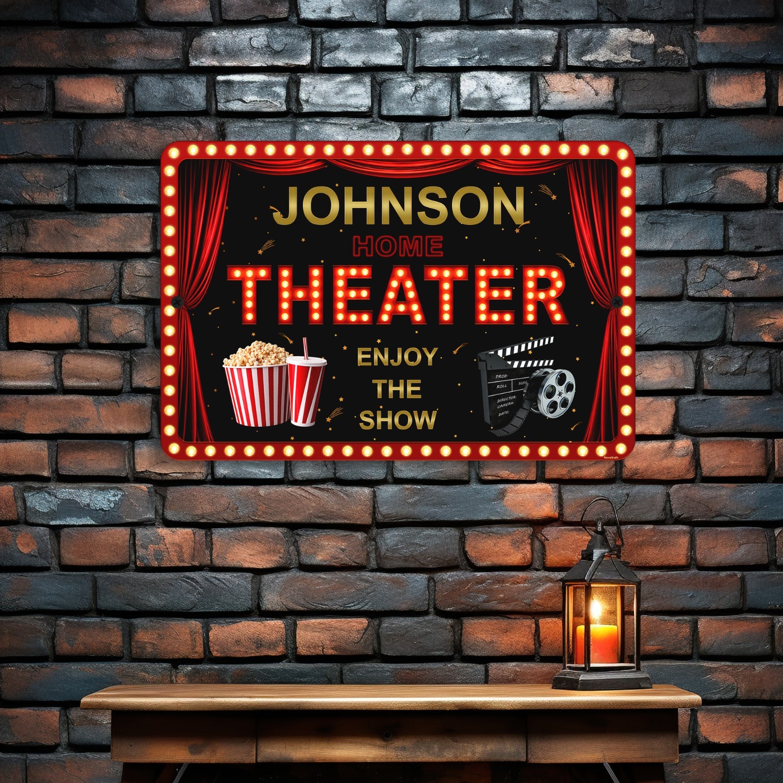 Custom Home Movie Theater Sign Personalized Cinema Room Metal Sign Wall Decor
