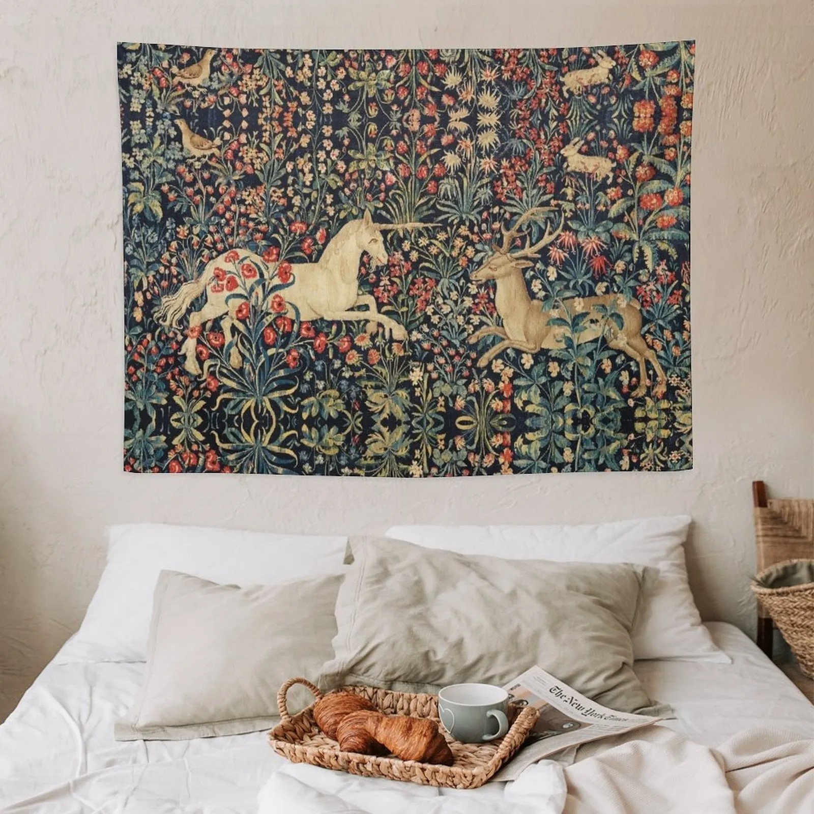 Extra Large Tapestry Wall Hanging Art Poster Background Medieval Revival Deer