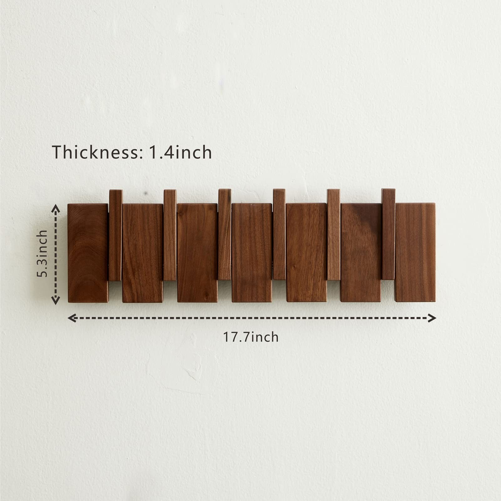 Wood Wall Mounted Coat Rack, Flip Down Wall-Mount Hook Racks with 6 Hooks, En…