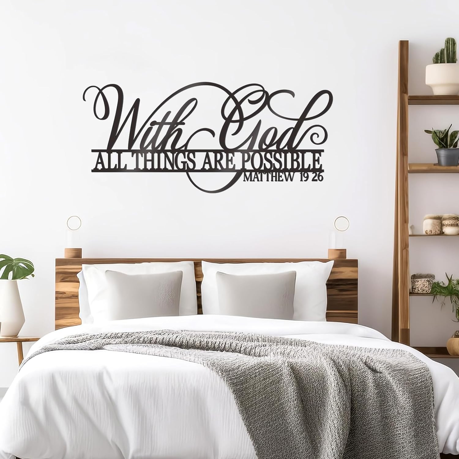 With God All Things Are Possible Metal Wall Art Sign Inspirational Scripture