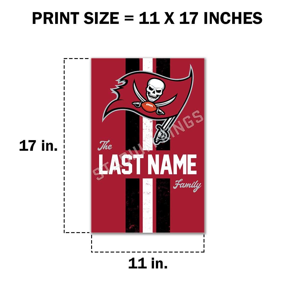 Personalized Buccaneers Family Name Football Poster Art Print- 11×17 inches