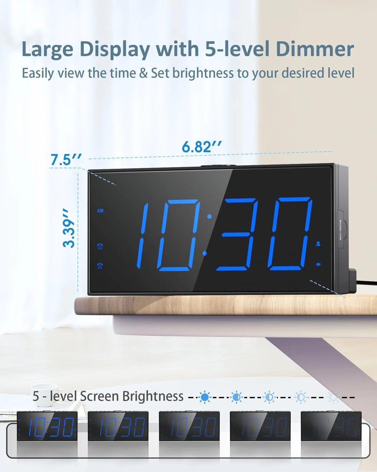 Super Loud Alarm with Bed Shaker, Vibrating Alarm Clock for Heavy Sleepers