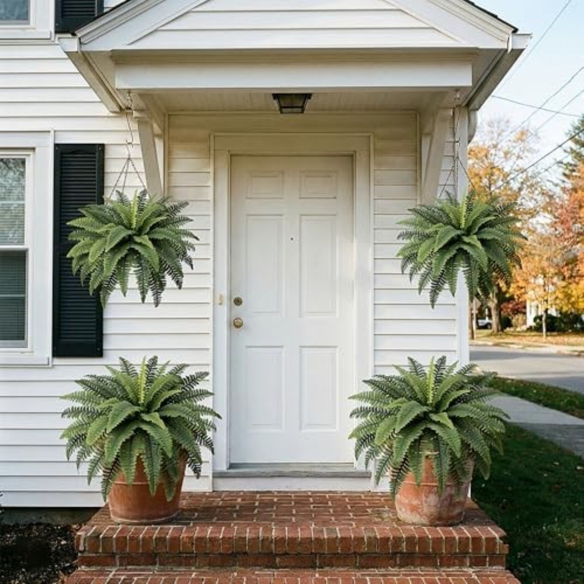 2X Fake Ferns Faux Boston Ferns 24″ Artificial Plants 60 Leaves for Each Bouquet