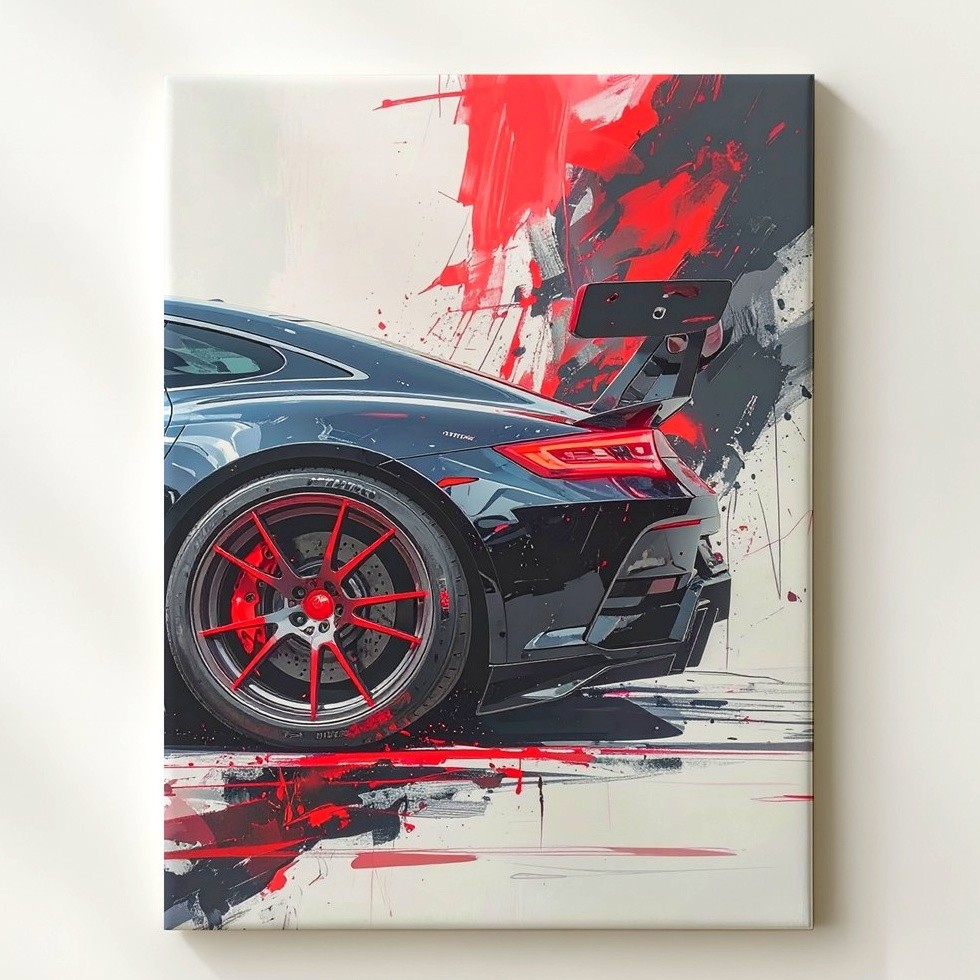 Wall Art Porsche 911 Gt3 Rs Close Up Canvas Painterly Sports Car Art
