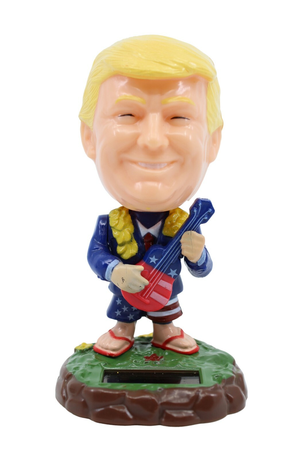 Donald Trump Hawaiian Solar Doll Bobblehead – Solar Powered, Dashboard Decor