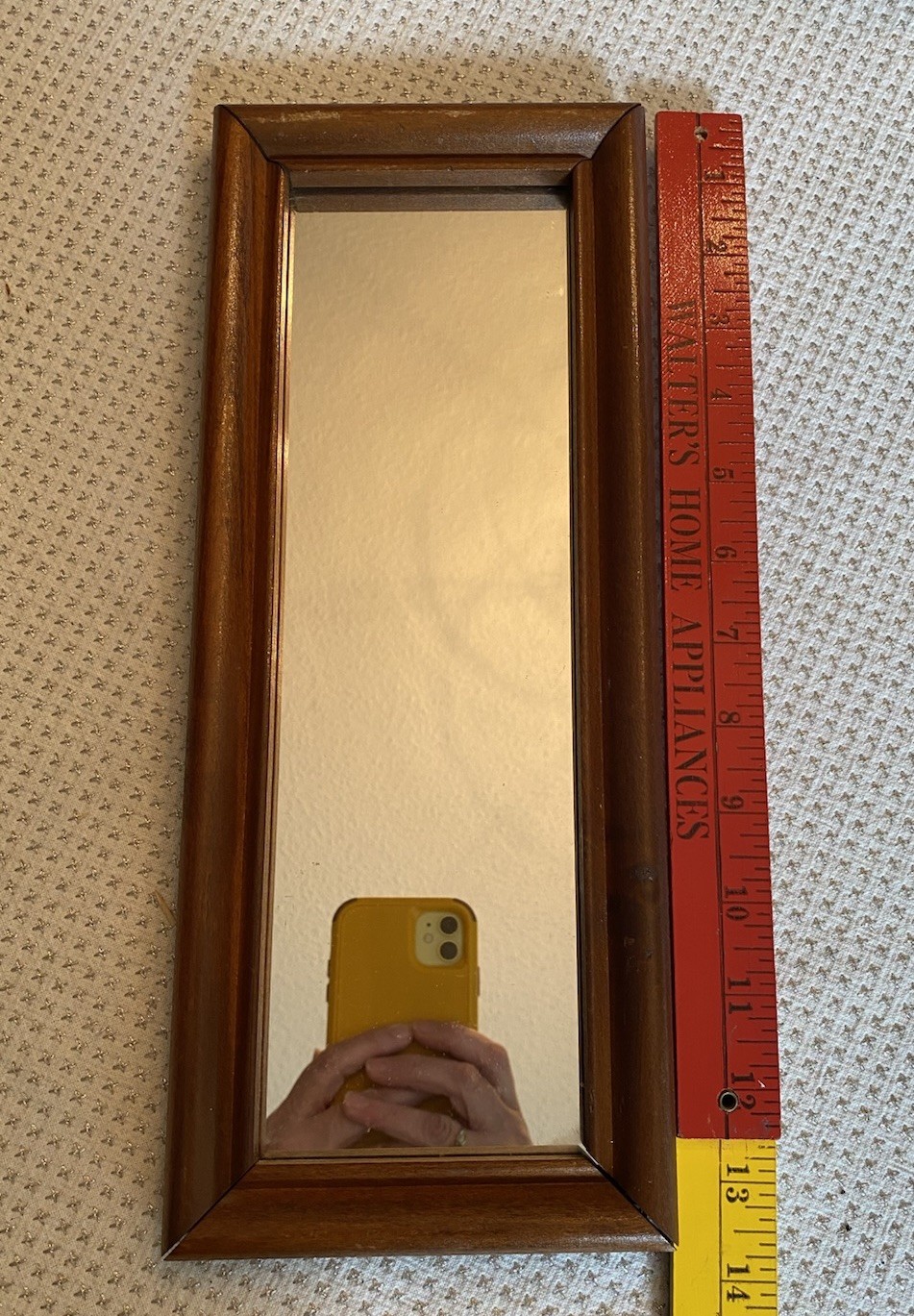 Vtg Home Interiors Rectangle Mirror Wood Frame Accent Wall Hanging 13”x 5”