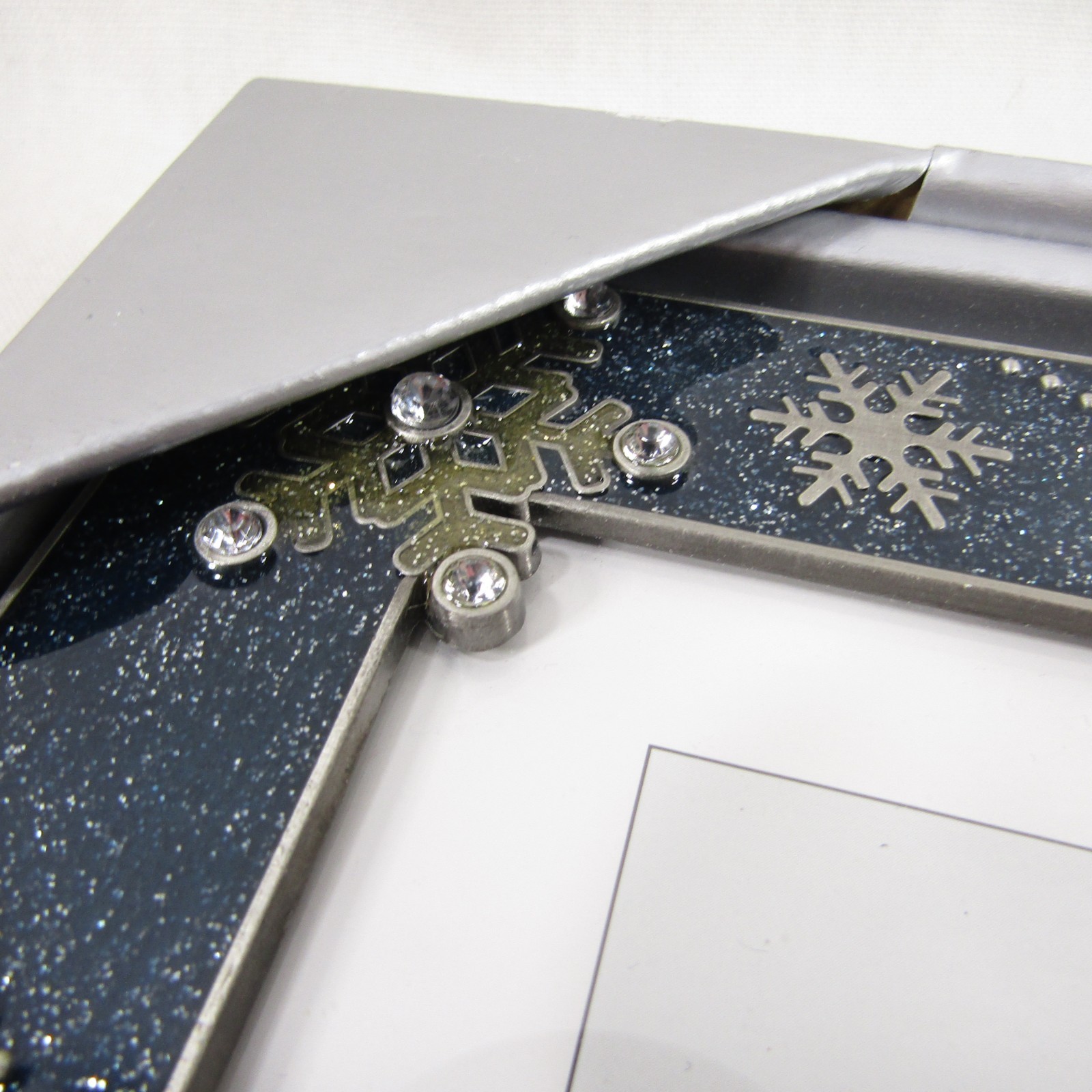 Winter Picture Frame Blue Enamel with Silver Snowflake Metal 5×7 in Photo NEW