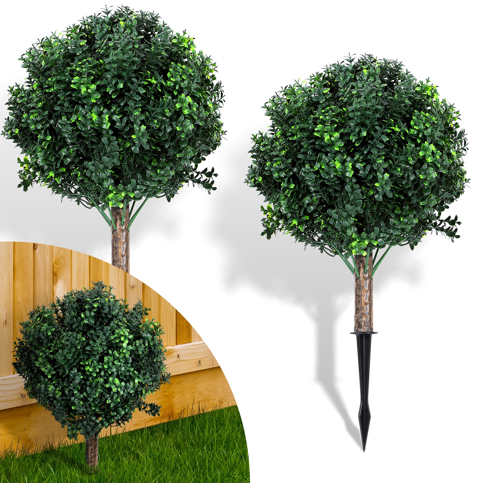 Set of 2 Outdoor Fake Bushes Plant w/Ground Spike,UV Resistant Artificial Plants