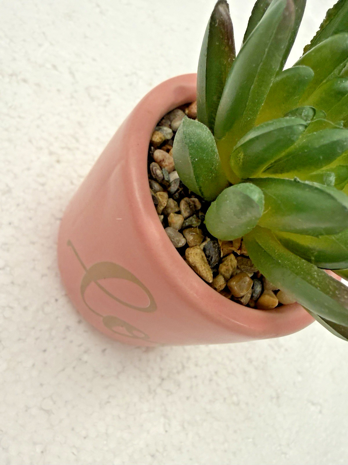 Potted Faux Succulent Pink ”Love” 4″ FAST SHIP!