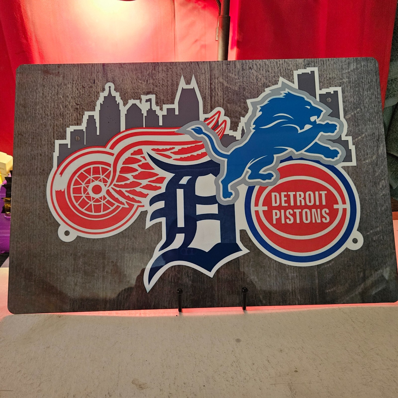 Detroit Sports Logo 12×18 inch metal poster.