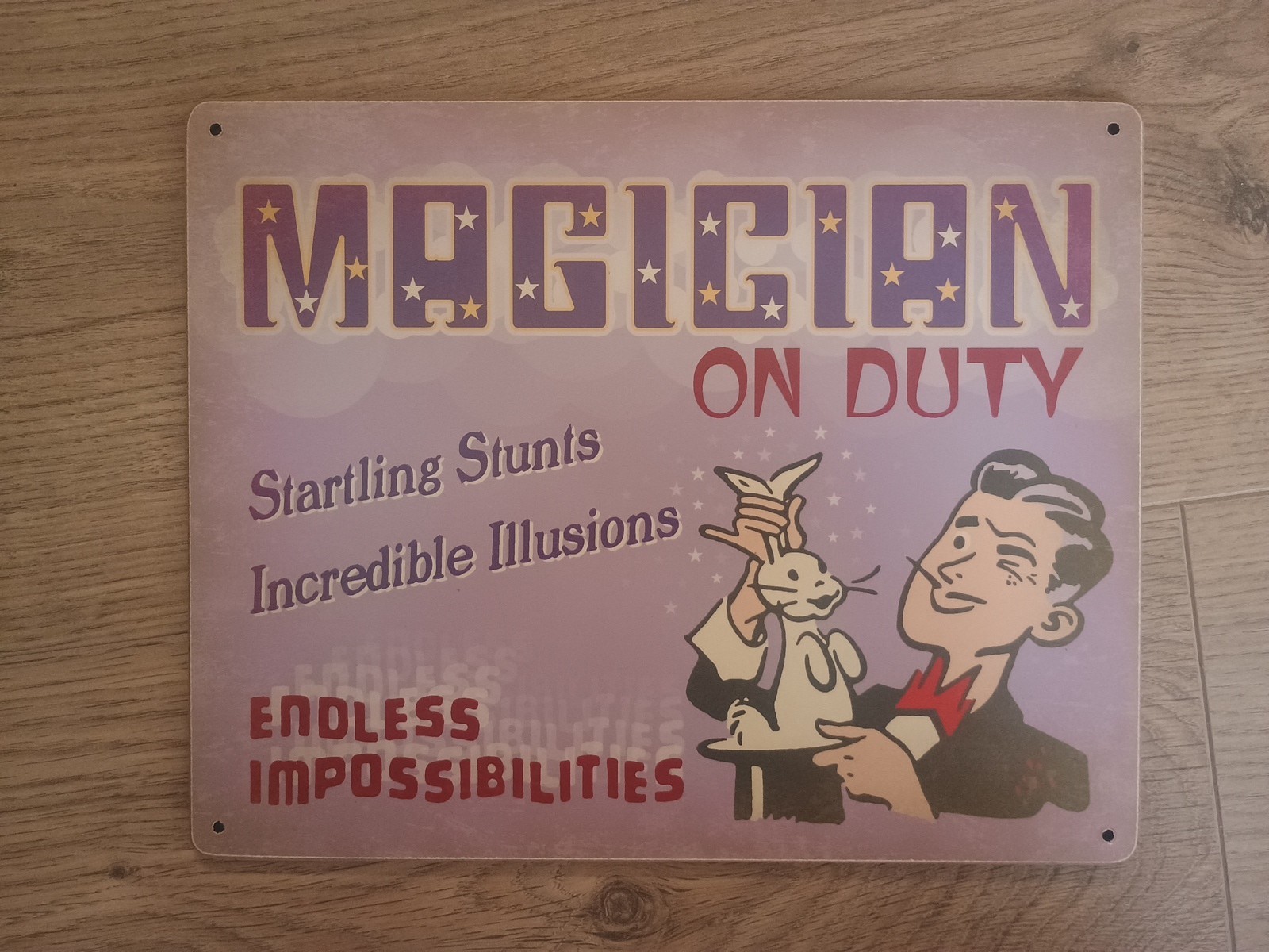 Magician On Duty Sign Male Illusionist Stage Magic Card Trick Vanish Prop