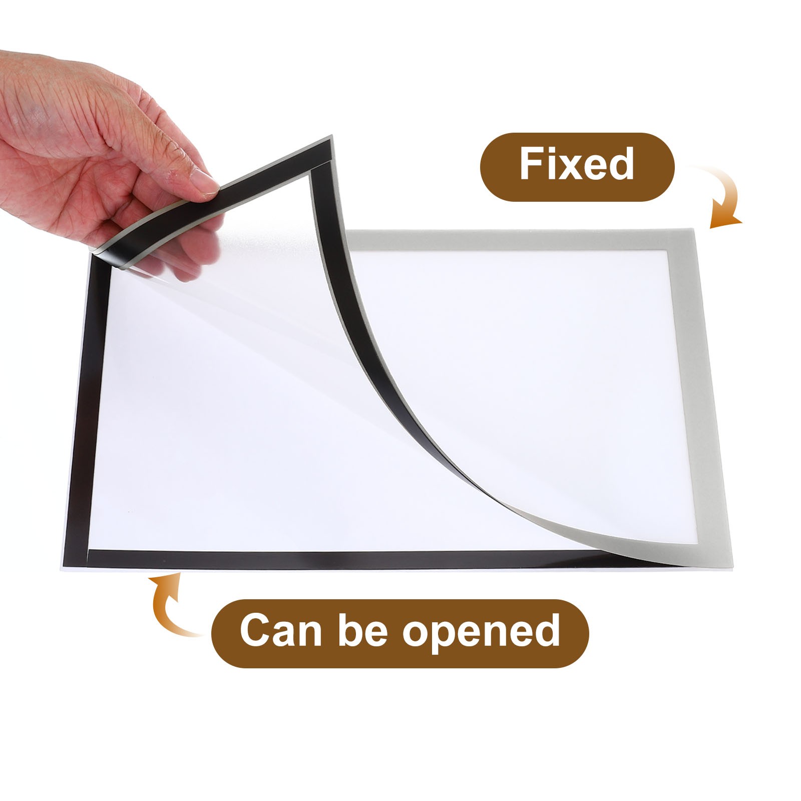 12pcs Magnetic Sign Holder Self Adhesive Reusable A4 Picture Frame Silver