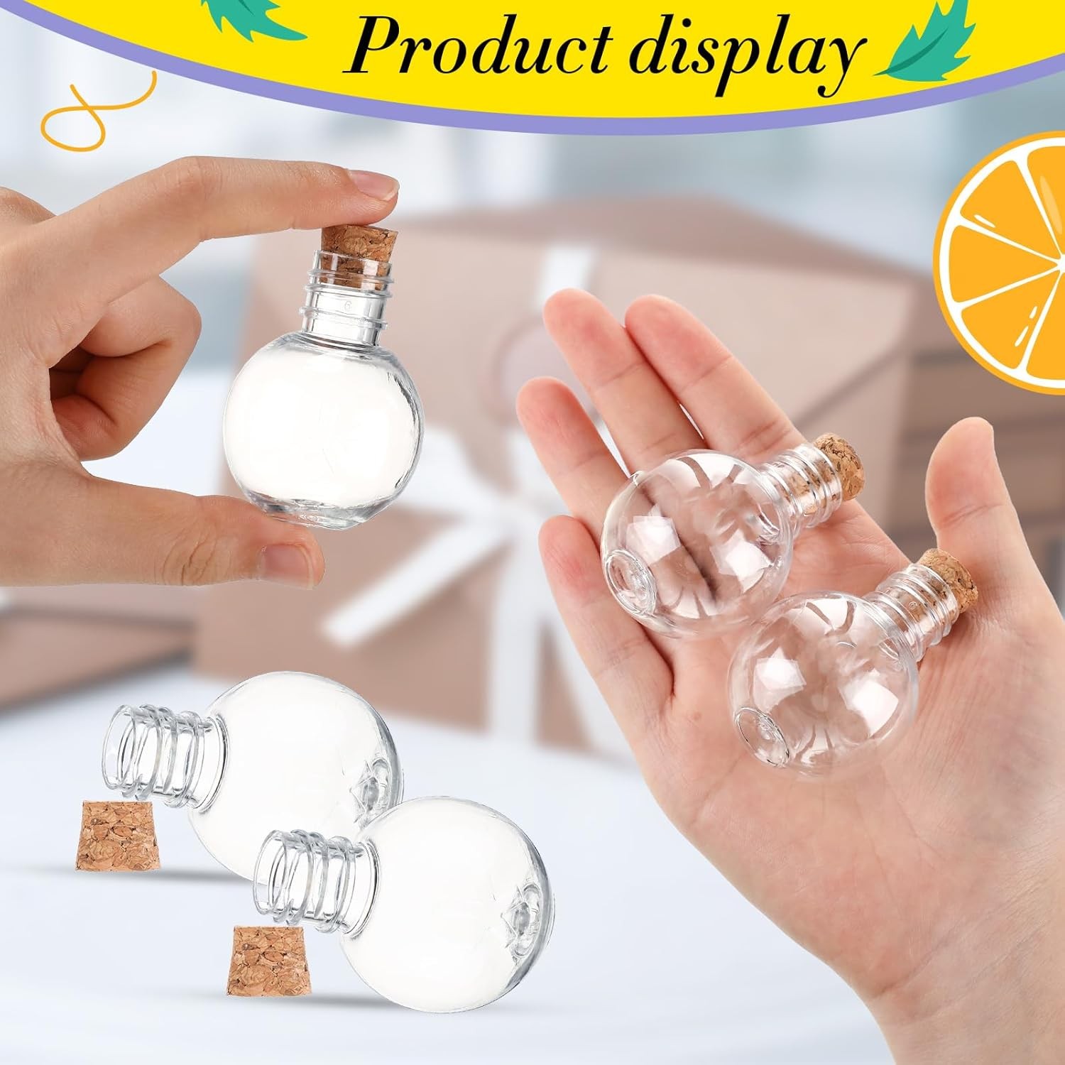 25 Pa 1oz Plastic Mini Pot Bottles with Corks, Small Sand Art