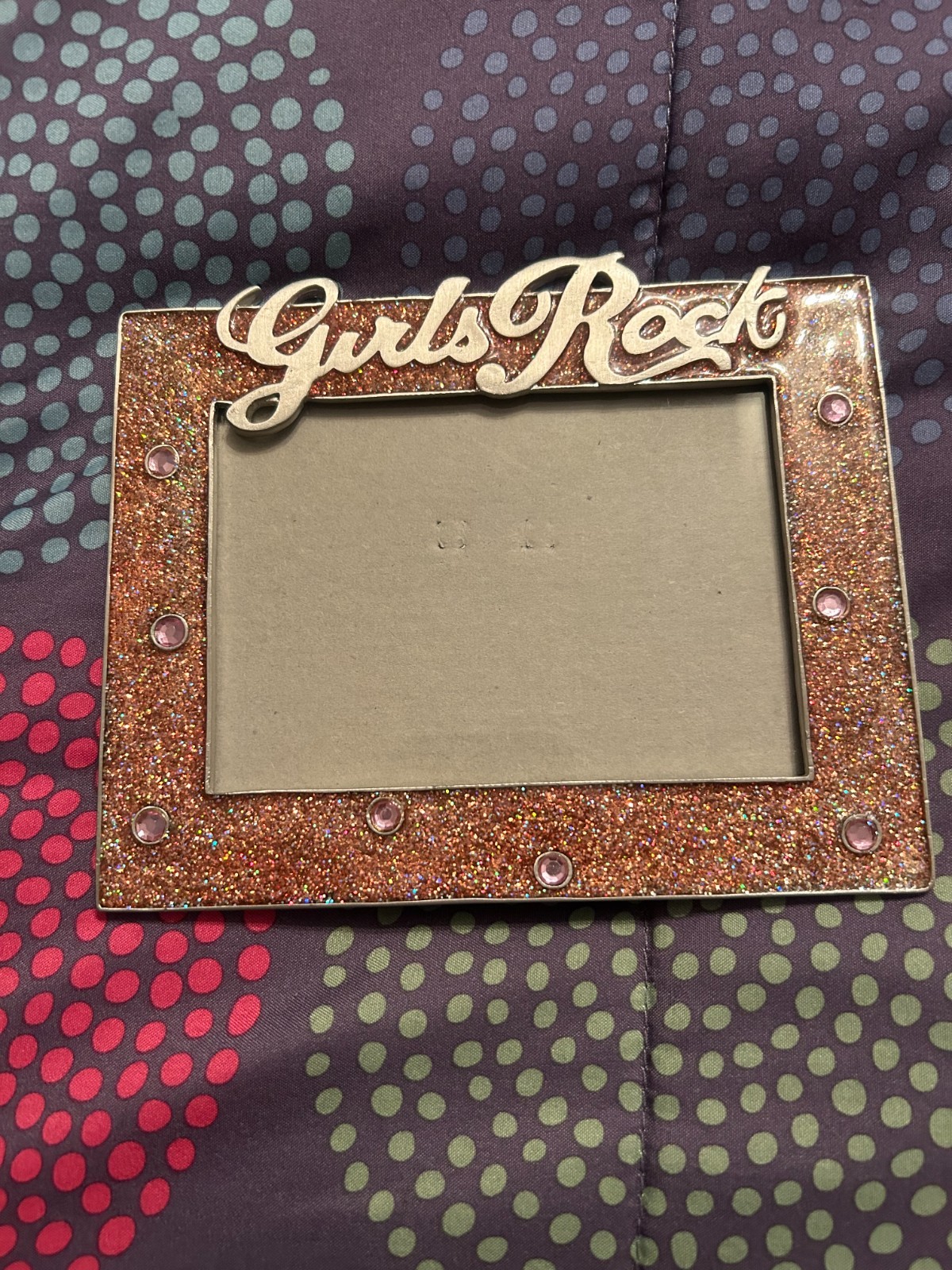 ”Girls Rock” Glittery Pink Picture Frame 6 Inches X 5 Inches