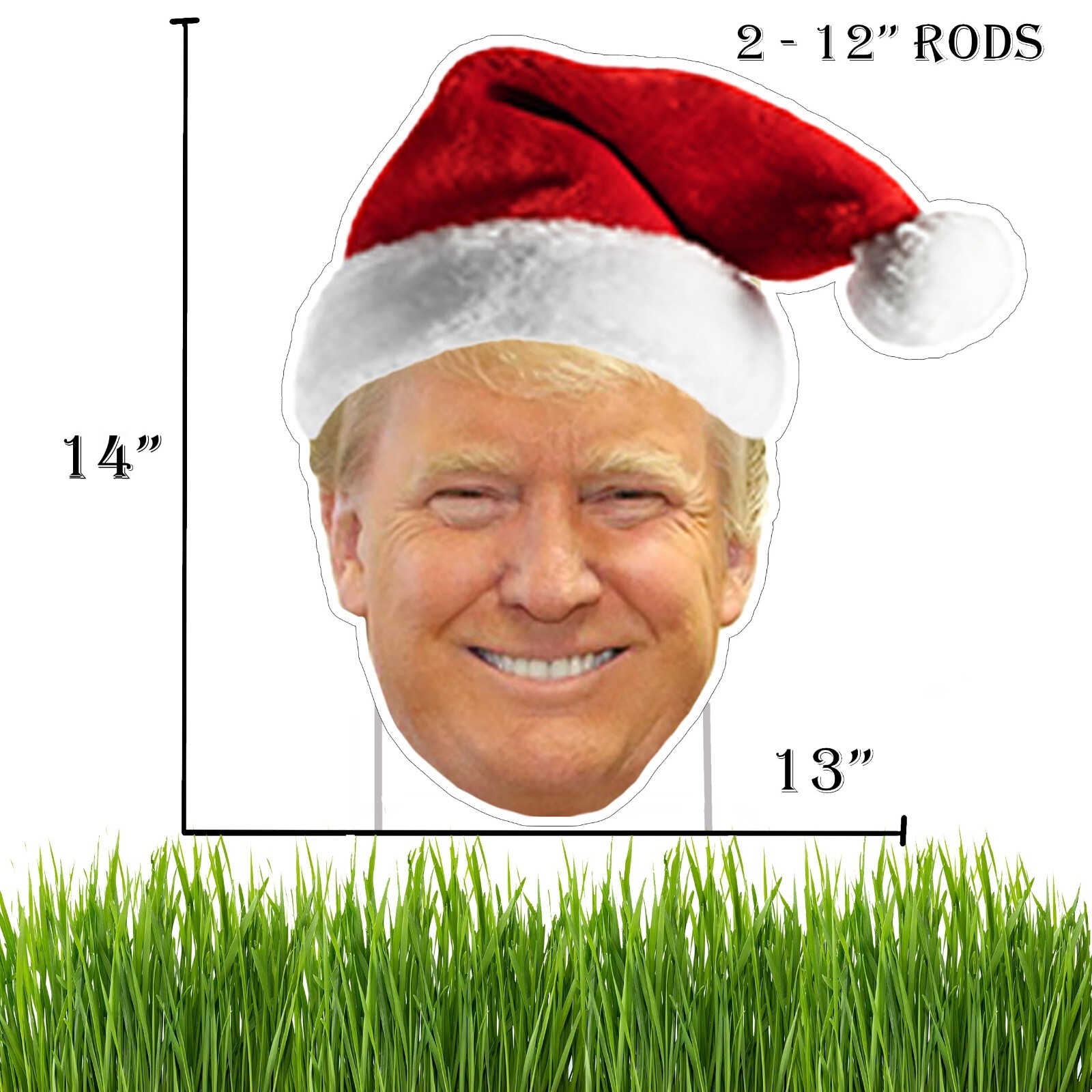 Funny Trump Santa Hat Yard Sign With 2 Stakes President Donald Trump XMAS Decor