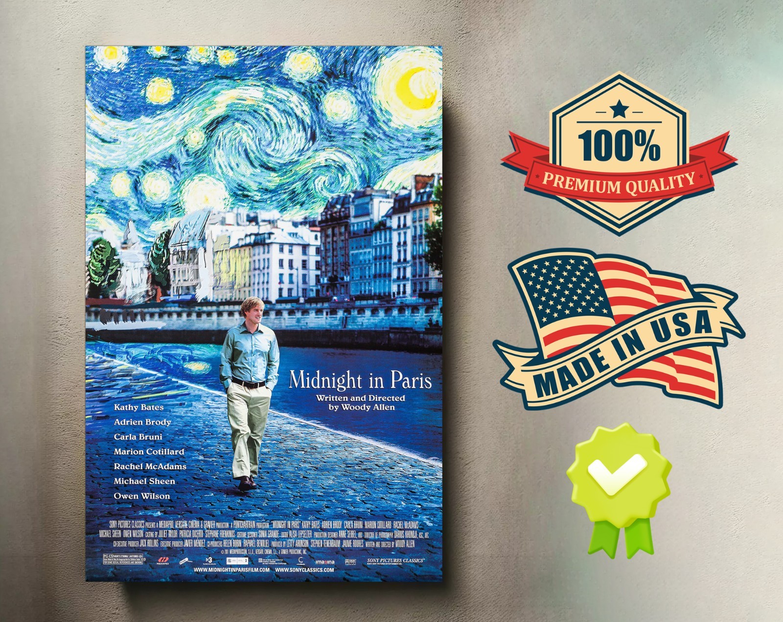 Midnight in Paris (2011) 8×12 Metal Movie Poster 🔥🍿