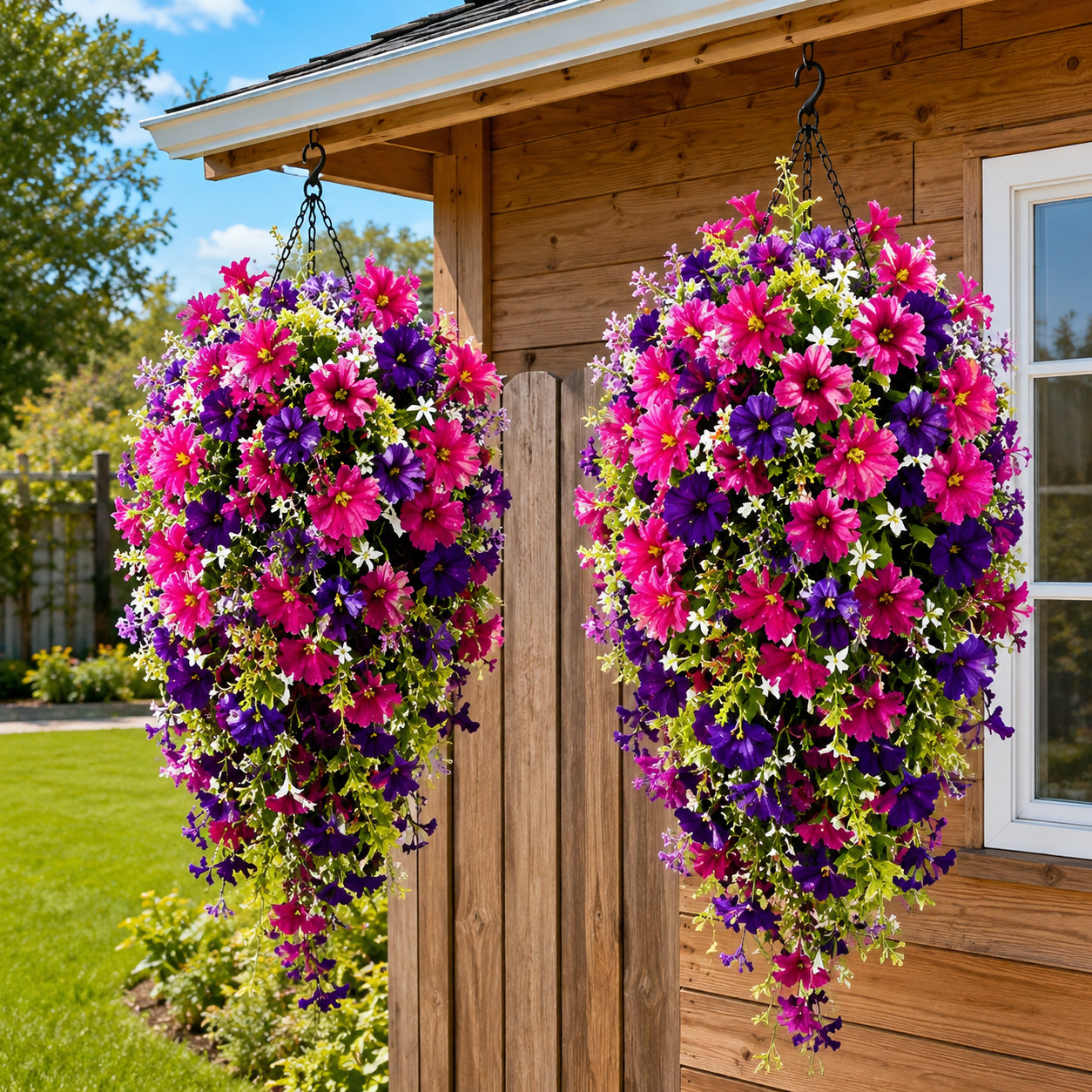 4PCS Artificial Morning Glory Vines UV Resistant Hanging Flowers Outdoor Decor