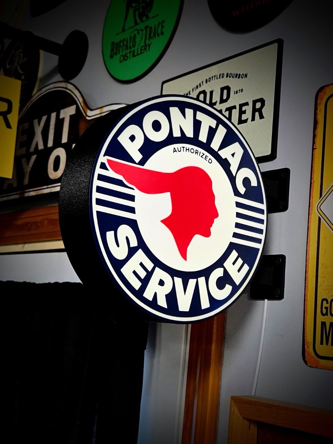 Pontiac Service Round LED Light Box | Double Sided Sign RGB Option