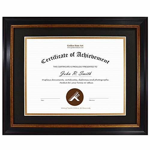 11×14 Diploma/Certificate Frame with Double Mat for 8.5×11 Document Real Glass