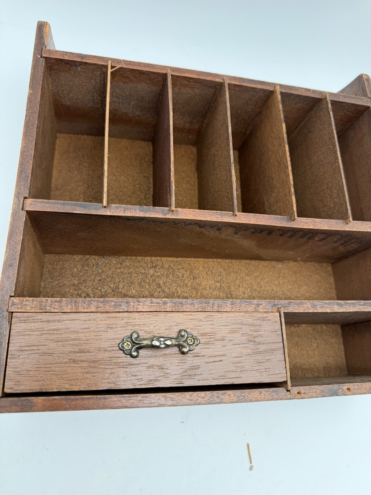 Wood Organizer Shelves Drawer VTG Wall Hanging Mail Letter Holder
