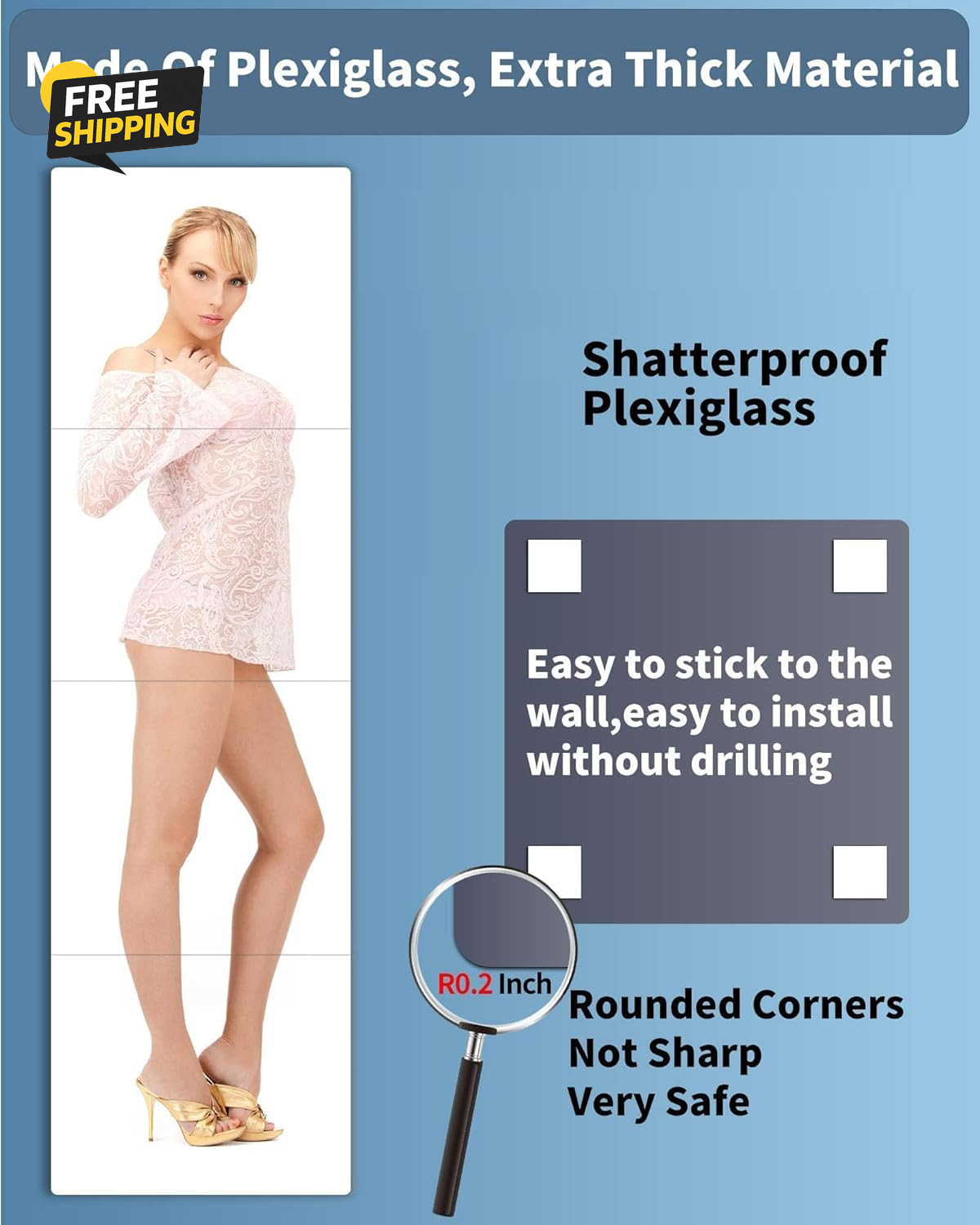 Full Length Mirror for Wall Mounted, over the Door Mirror