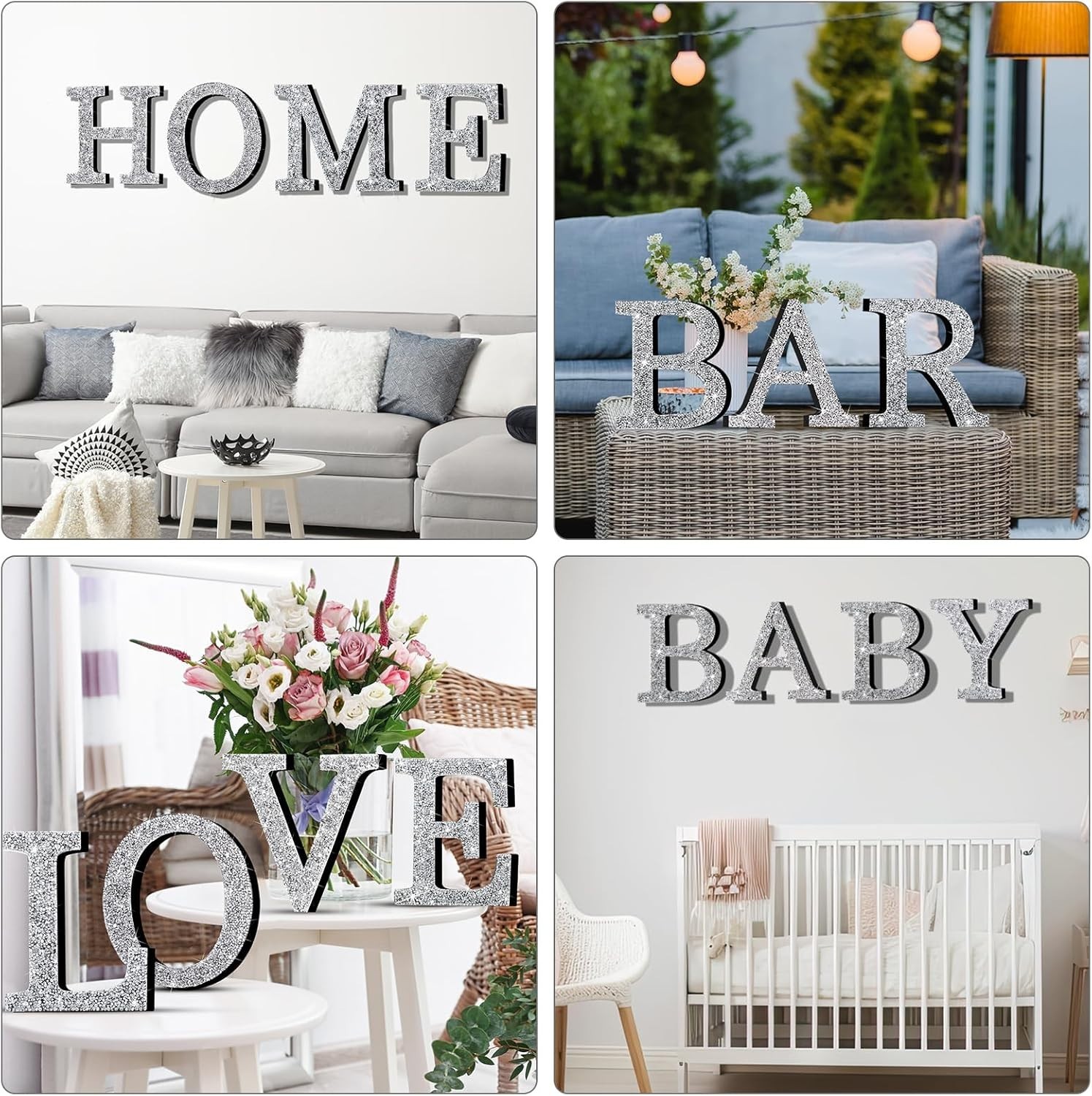 Silver Bling Wall Letter A Crystal Diamonds Home Decor Wedding Gift