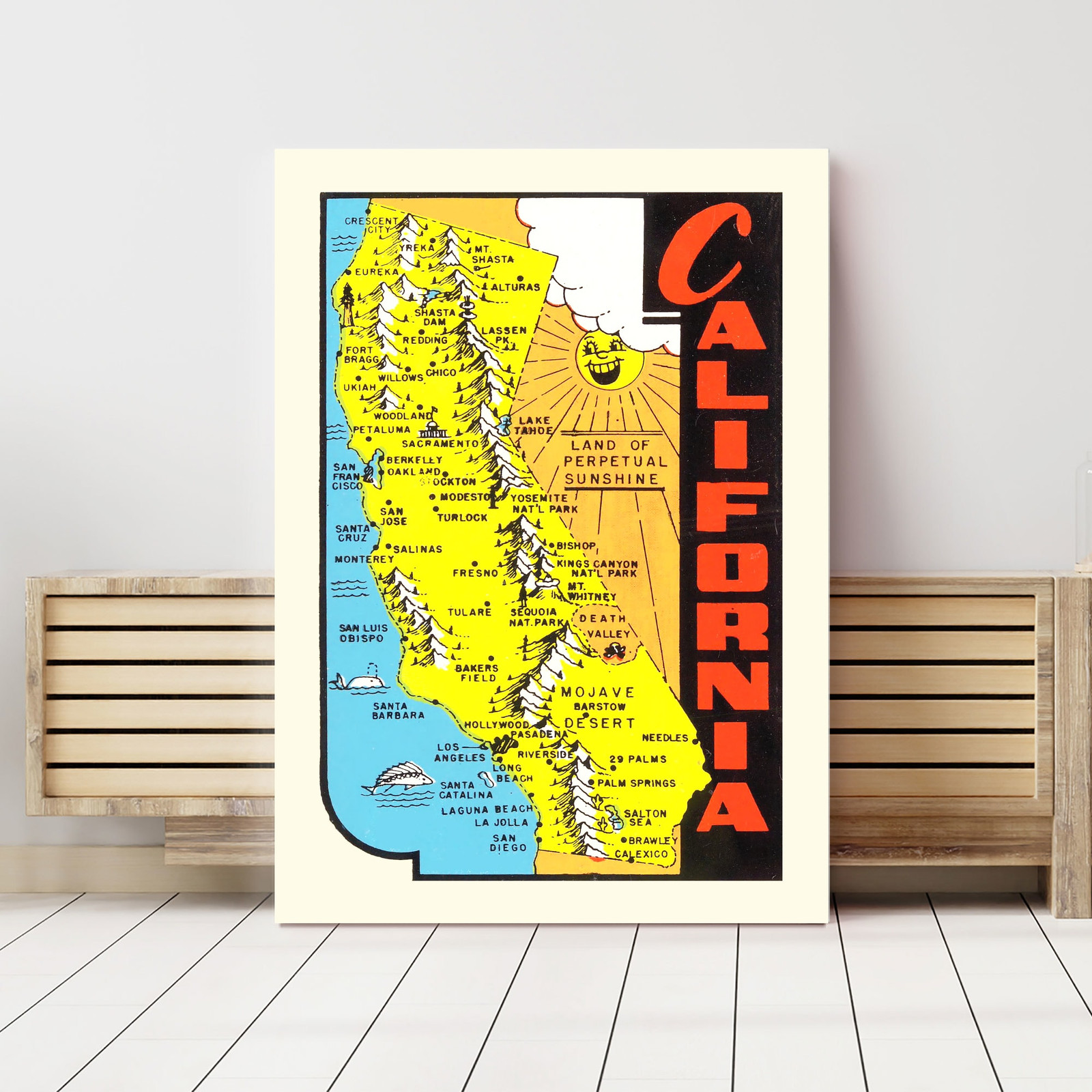 Old Map of California 1950 – Vintage California Art