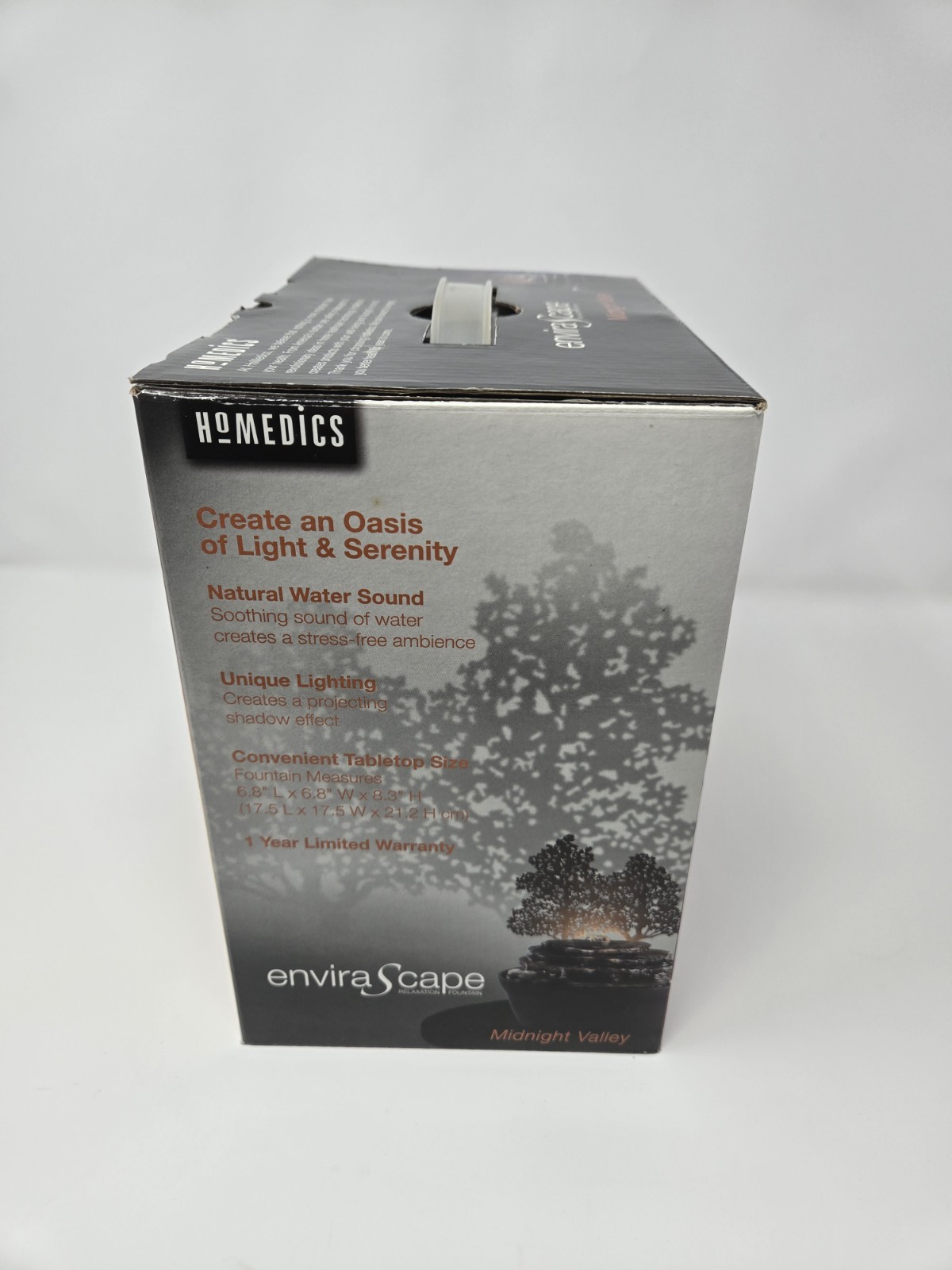 HoMedics Envirascape Midnight Valley Illuminated LED Tabletop Fountain Resin