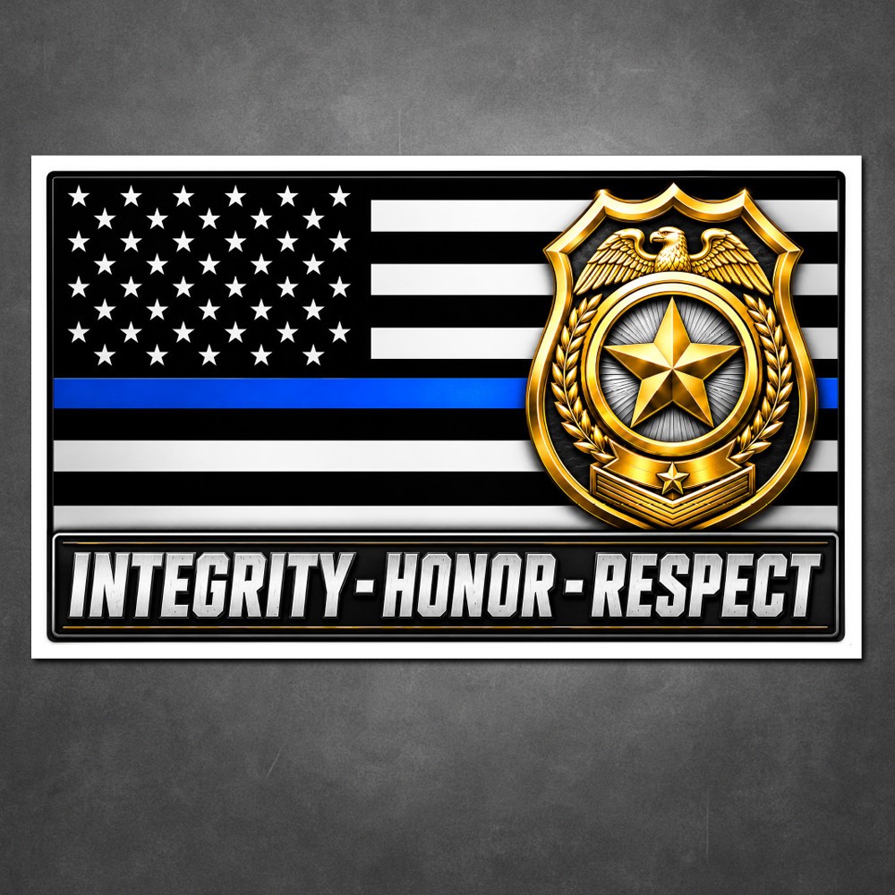 Thin Blue Line Police Support American Flag Badge Sticker Vinyl Decal Car Truck