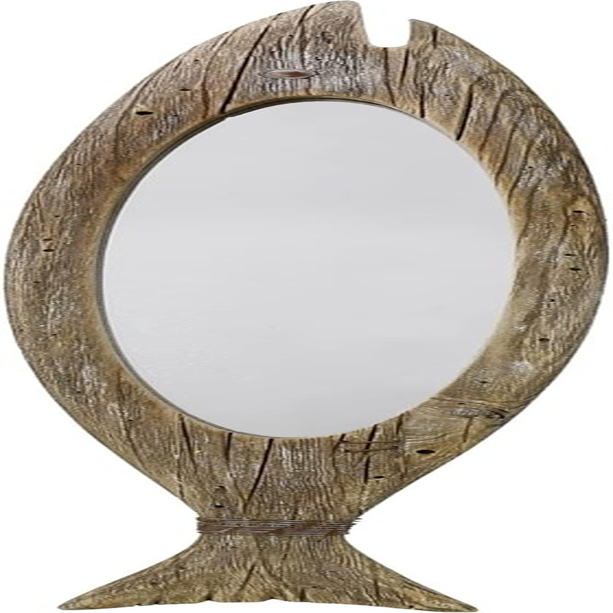 Rustic 47″ Wooden Fish Mirror – Nautical Wall Decor for Living Room