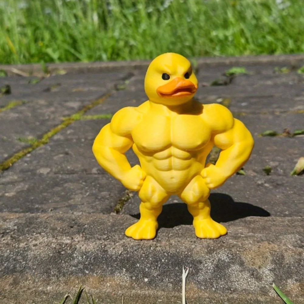 Muscle Duck Statue 3D Desktop Decor Cute Bookshelf Figurine Indoor Outdoor