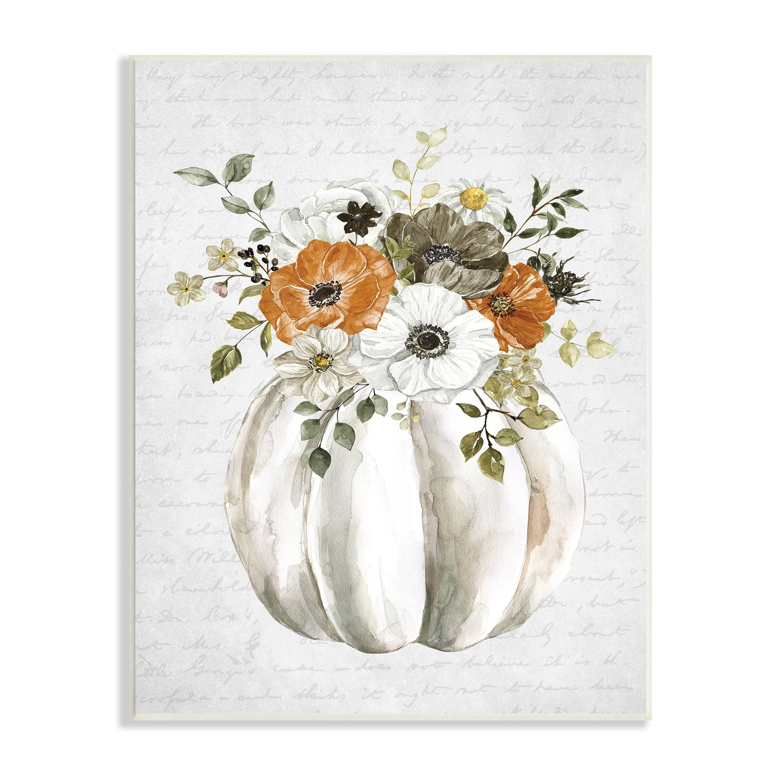 Festive Flower Bouquet Pumpkin Cursive Words Background Botanical & Floral