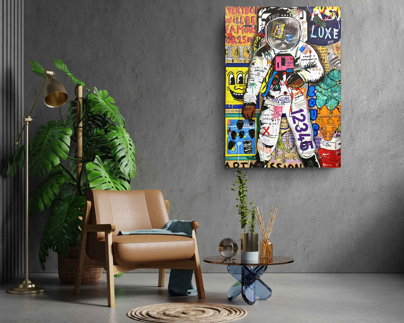 Cool Moon Astronaut Banksy Graffiti Street Art Canvas Print Wall Art